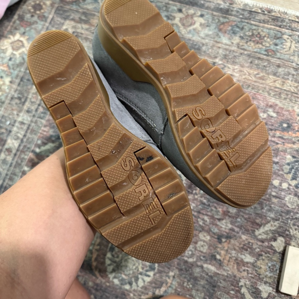 Sorel Evie Lace-Up Wedge Bootie Gray Suede 8.5 - Picture 8 of 9